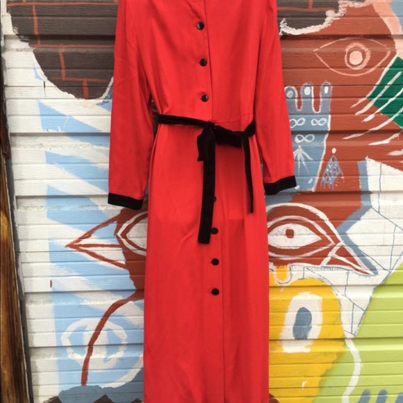 Vintage 80s Red Cocktail Dress Size 8 - Picture 3 of 4